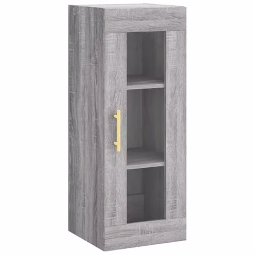 vidaXL Wall Mounted Cabinet in Grey with Glass Doors, W/D/H: 34.5 x 34.0 x 90.0 cm