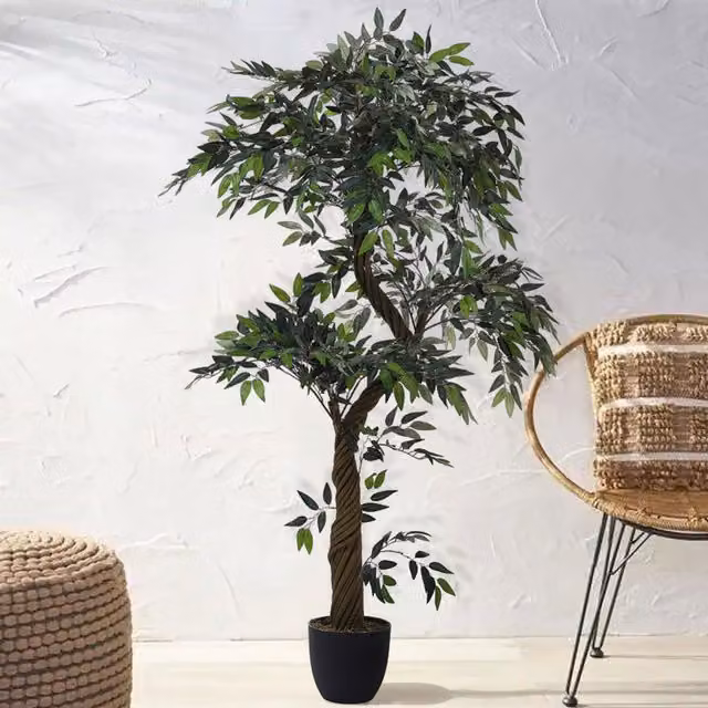 Breeins Green Artificial Eucalyptus Tabletop Tree in Pot