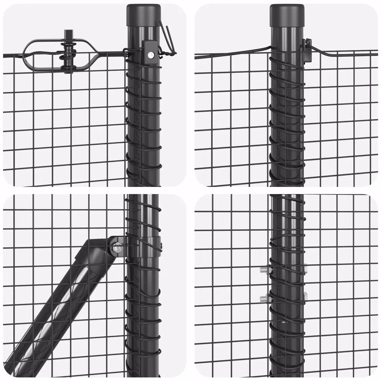 Berkfield Home Grey Steel Welded Wire Fence with 7 Flanged Posts, H: 120 cm, W: 10 m – 5