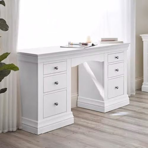 Julian Bowen Clermont 6 Drawer Dressing Table in White