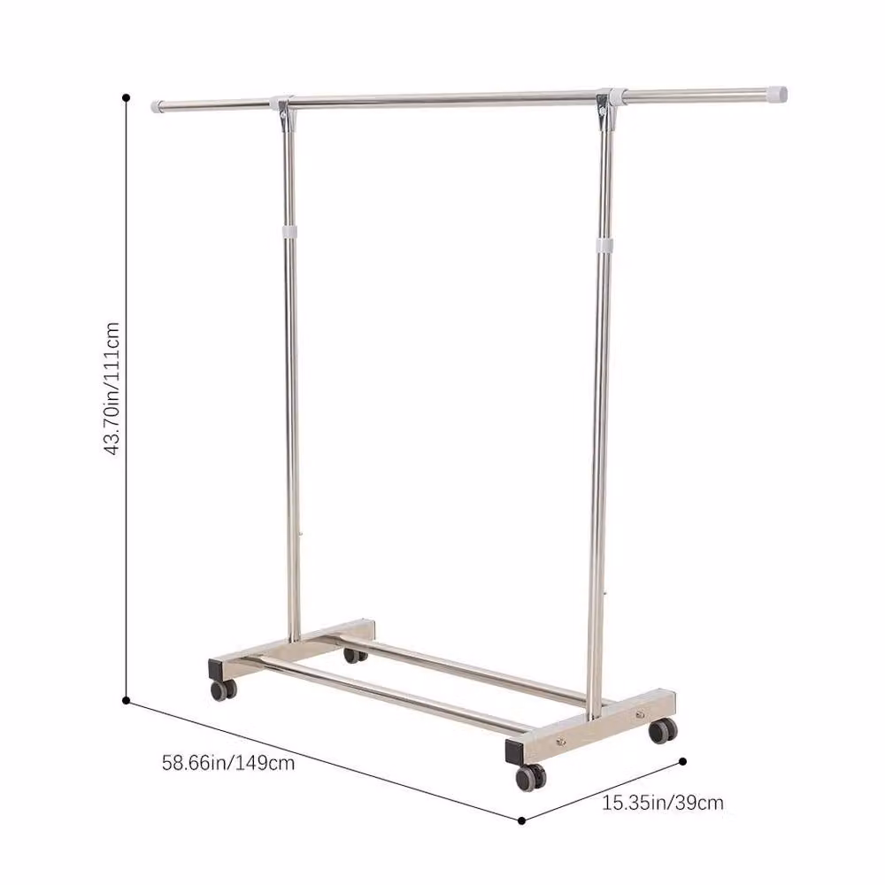EONLION A-Coat Heavy Duty Metal Clothes Rail and Storage Shelf in Silver, Width: 50 cm – 2