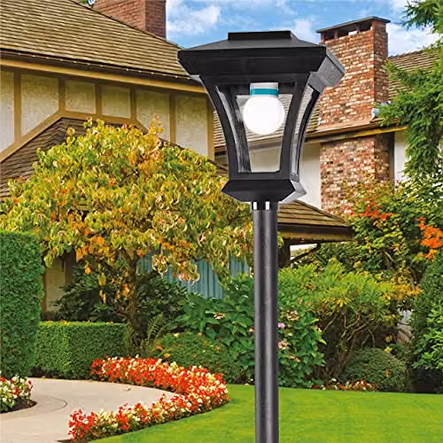 GardenKraft 2-Pack Solar Powered LED Lamp Post in Black, Traditional Victorian Style, Height Adjustable up to 1.6m, IP44 Weatherproof – 4