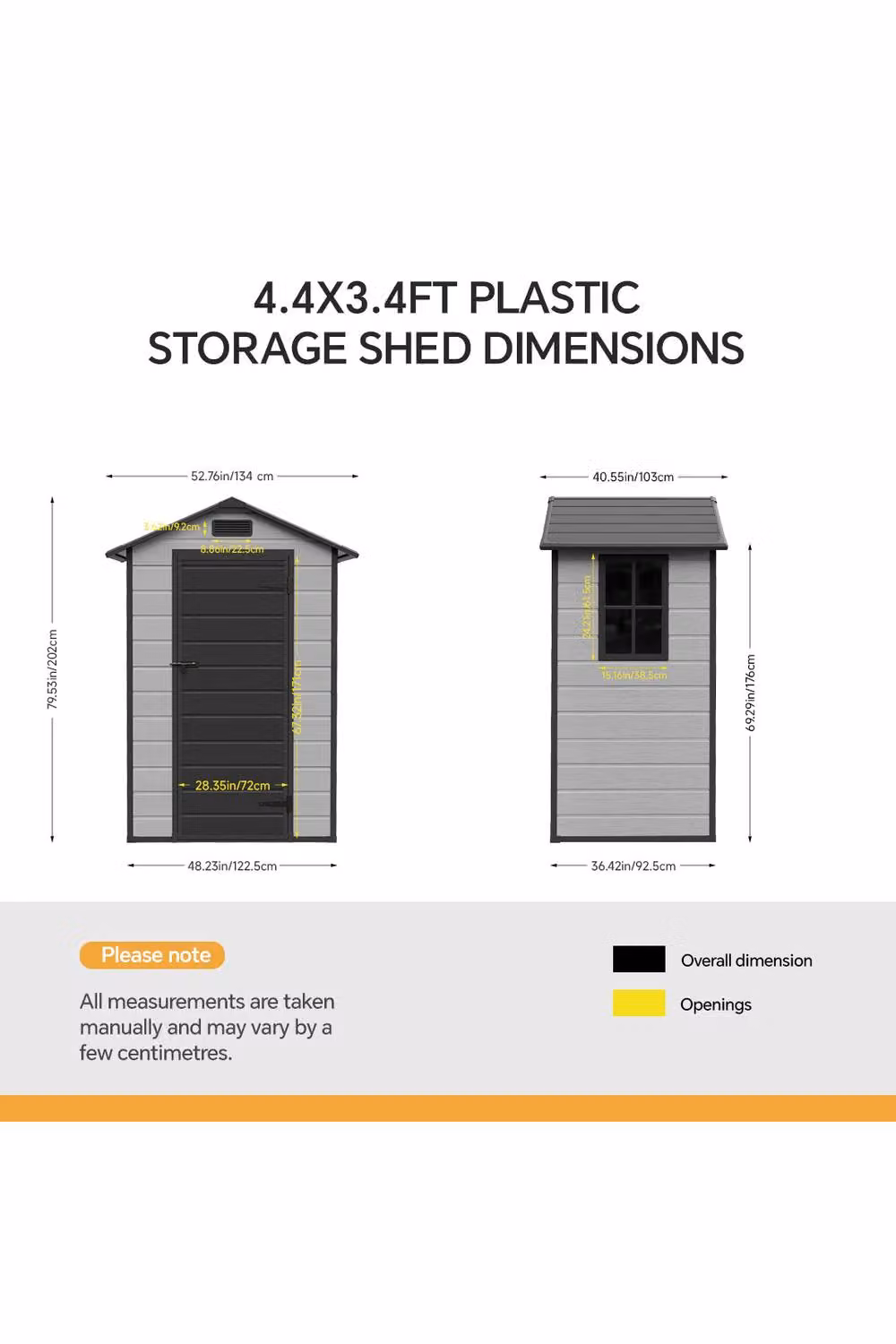 Living and Home Grey Plastic Garden Storage Shed with Lockable Single Door, W/D/H: 134.11 x 202 x 101.6 cm – 2