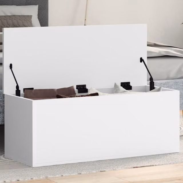Berkfield Home Storage Box in White, W/D/H: 90 x 35 x 35 cm