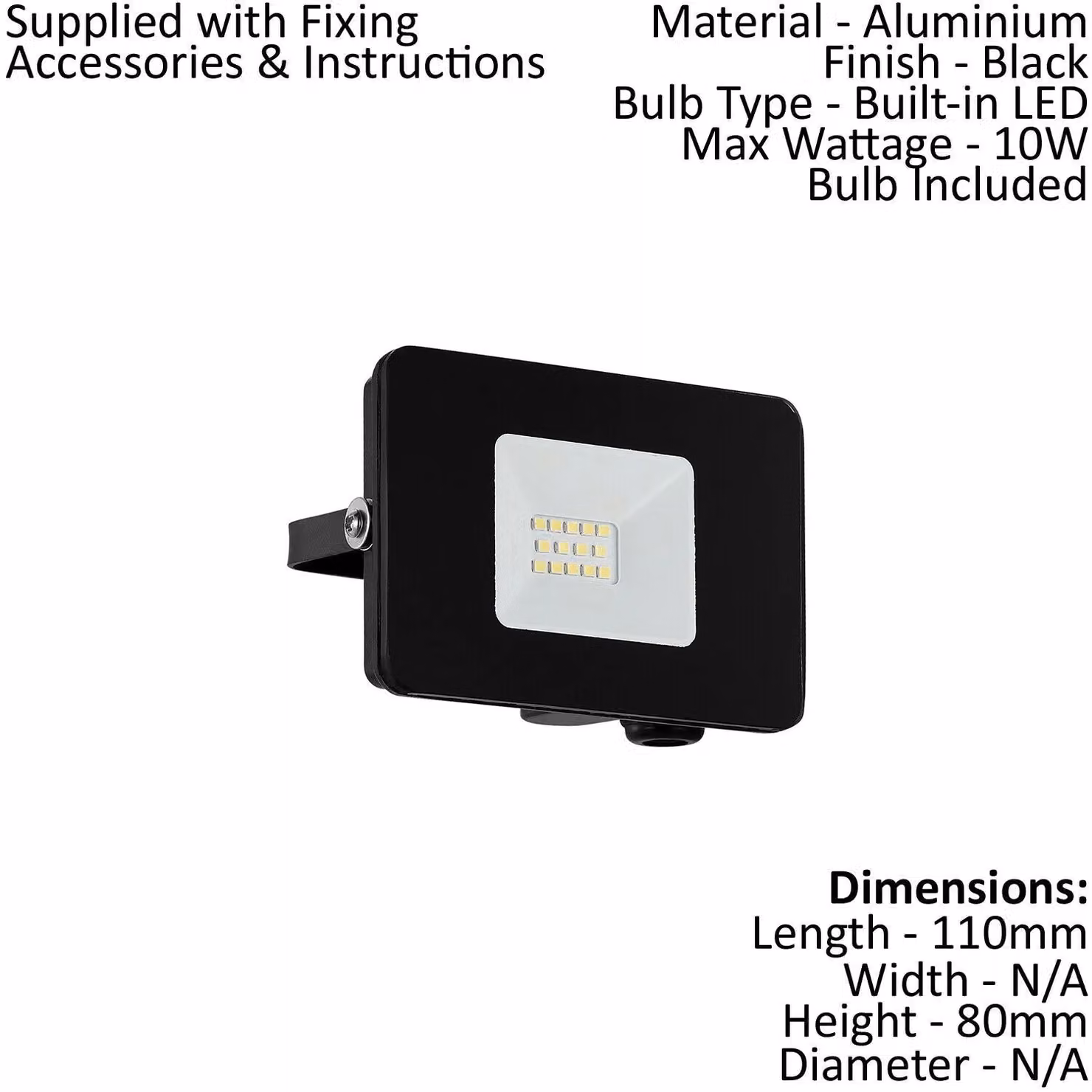 Loops 2 Pack IP65 Black Adjustable 10W LED Outdoor Wall Floodlight Lantern – 2
