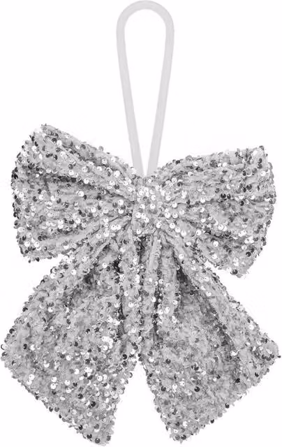 VFM e-Store Silver Sequins Bow Hanging Decoration, W: 30 cm, H: 22 cm – 1