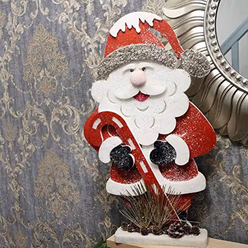 Shatchi Red, White and Silver Glitter Foam Santa Christmas Tabletop Figure, Height: 72 cm – 2