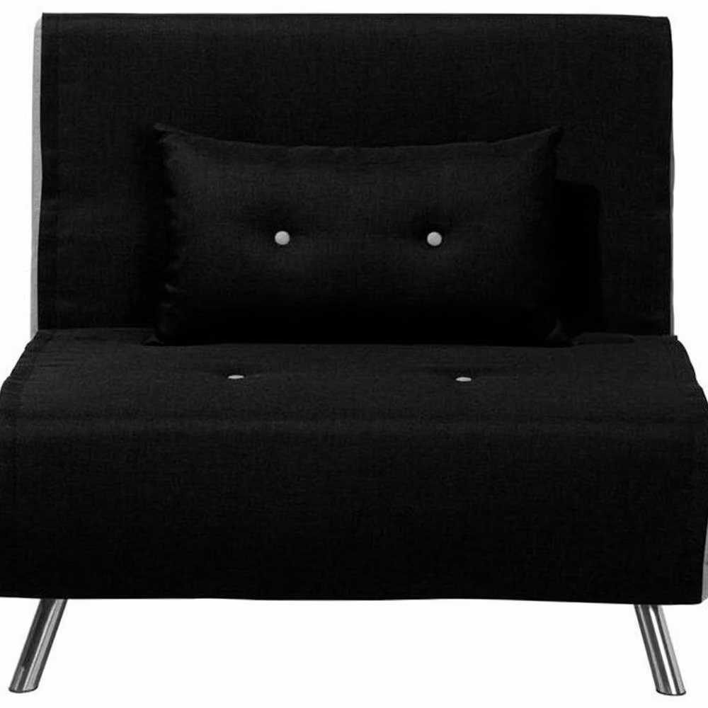 Wyld and Coco Black Woven Fabric Single Fold-Out Sofa Bed with Upholstered Metal Frame – 2