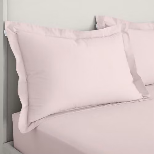 Bianca 200 Thread Count Cotton Percale Oxford Pillowcase Pair in Pink, W/D/H: 50 x 75 x 5 cm