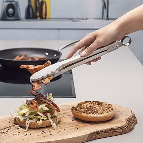 Zeal Silicone and Stainless Steel Non-Stick Kitchen Tongs in Grey, 26 cm – 2