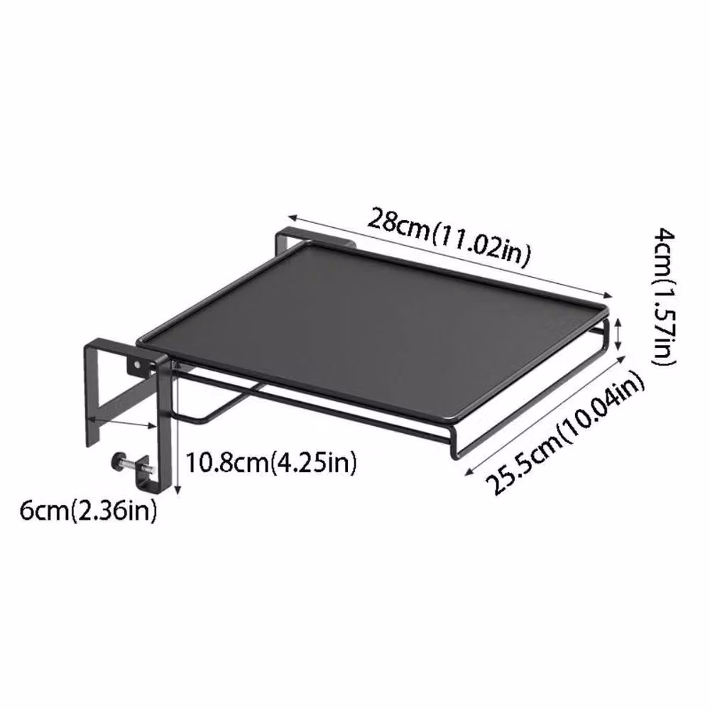 Kelvenix Black Matt Metal Wall Mounted Foldable Countertop Storage Rack with Back Panel – 2