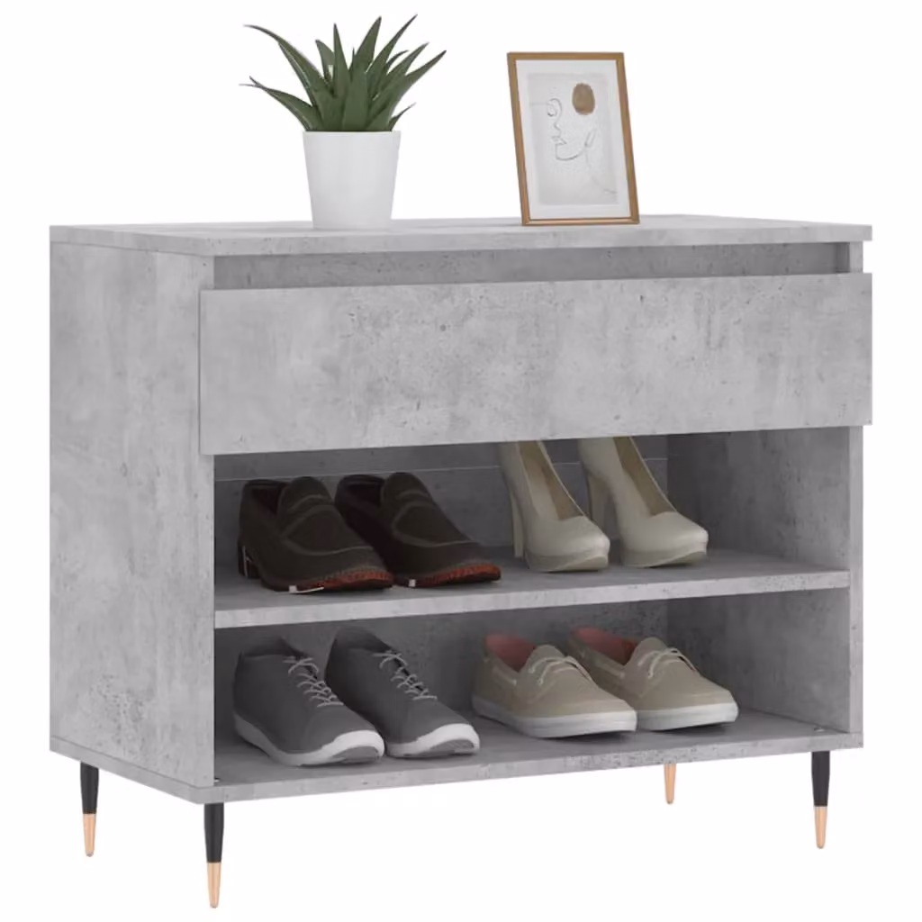 Berkfield Home Modern Grey Shoe Cabinet with Doors and Drawers, W/D/H: 70 x 36 x 60 cm – 3