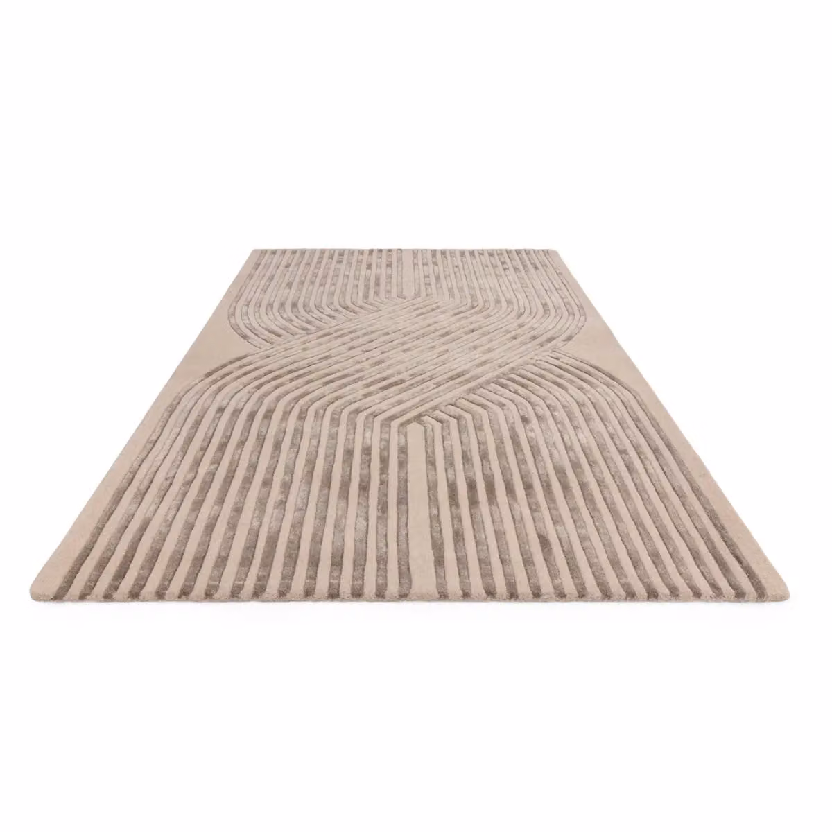 The Rug Shop UK Cream and Beige Striped Modern Handmade Area Rug, W: 200 cm, L: 300 cm – 2