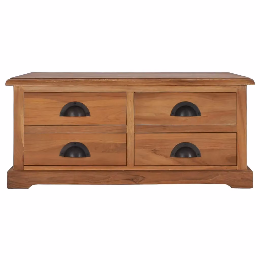 Berkfield Home Rustic Solid Teak Wood Coffee Table, Brown, W/D/H: 68 x 68 x 30 cm – 2