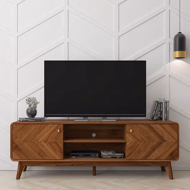 Kidsaw LV44 Columbian Walnut TV Cabinet in Brown and Gold