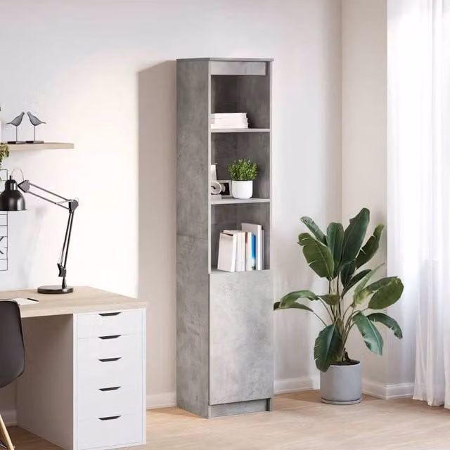 Berkfield Home Modern Highboard in Concrete Grey, W/D/H: 37.5 x 35 x 180 cm