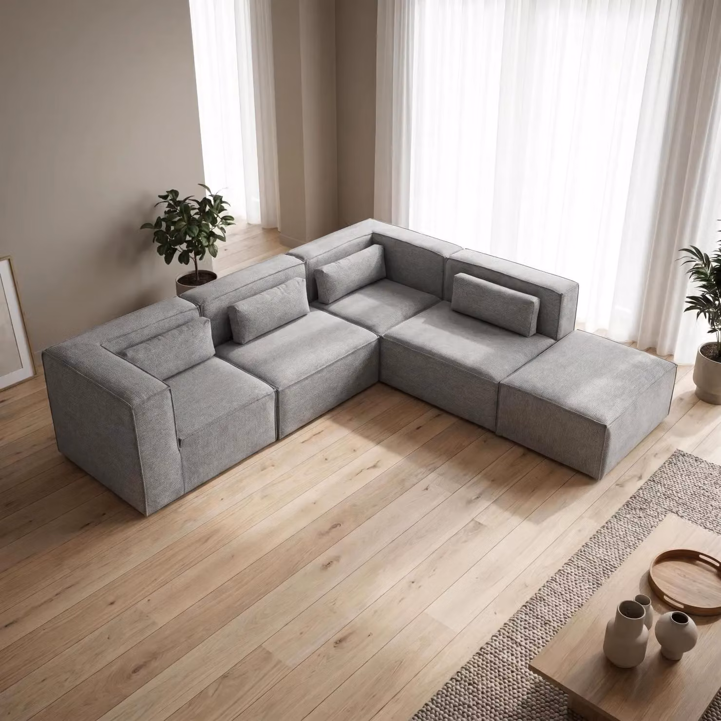 Abakus Direct Doris Reversible L-Shape Corner Sofa in Grey with Fabric Upholstery and Solid Wood Frame – 4