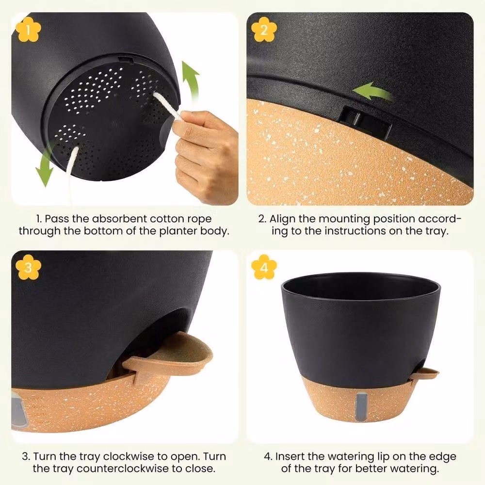 EONLION Black Self Watering Indoor Plant Pots, 3 Piece Set – 3