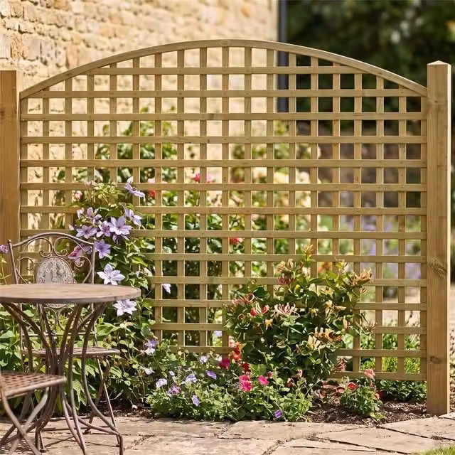 Premier Garden Supplies Woven Wood Garden Arch Trellis Panel, Brown, H: 183 cm, W: 140 cm, D: 6.5 cm