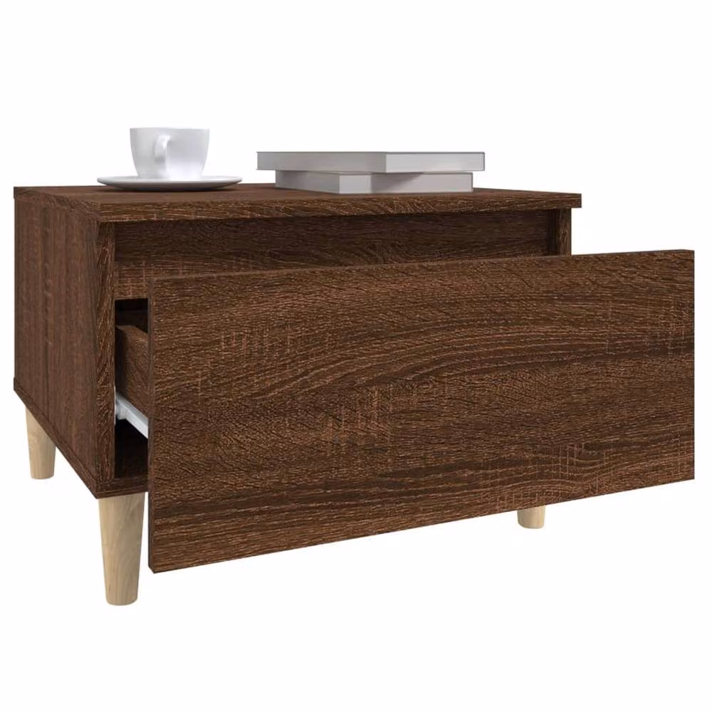 Berkfield Home Side Table in Brown Oak, W: 50 cm, D: 46 cm, H: 35 cm – 3