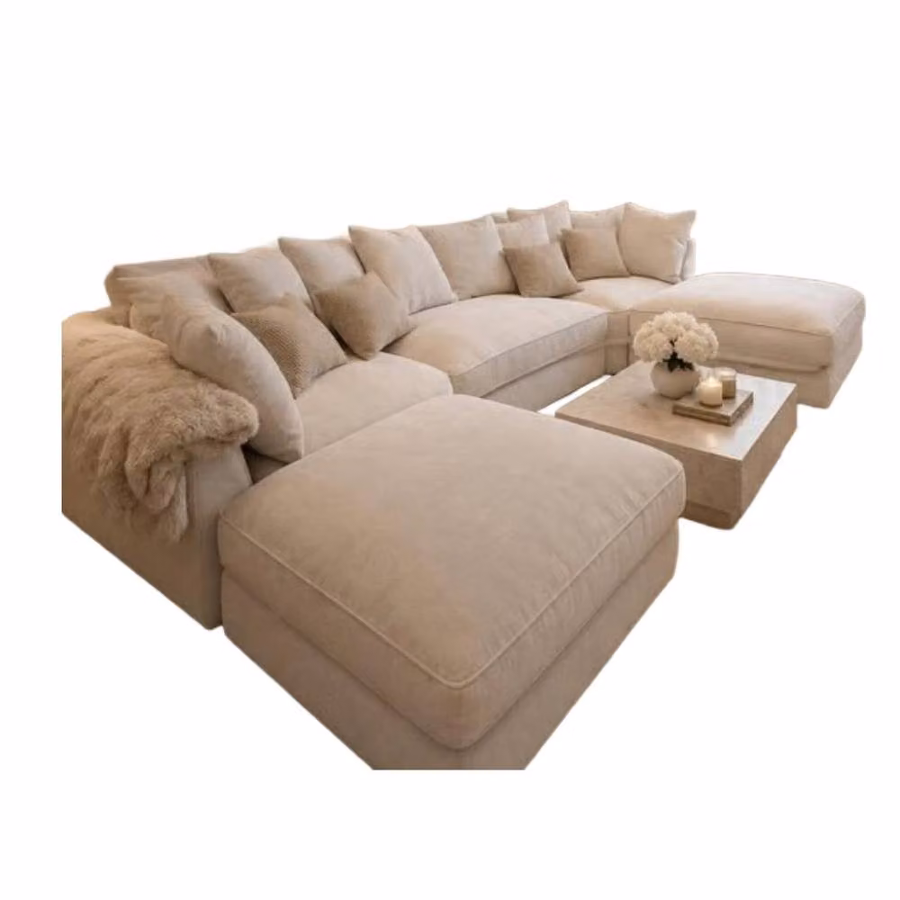 Home & Love Bishop U Shape Cinema Scatterback Corner Sofa in Windsor Cream – 2