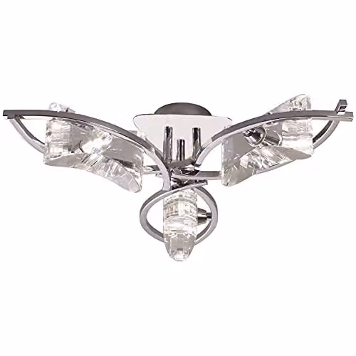 Mantra Krom Round Ceiling Light in Chrome with Transparent Glass and G9 Bulb