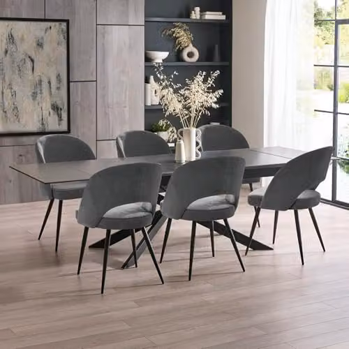 Julian Bowen Ella Set of 2 Upholstered Dining Chairs in Beige, Brown and Grey – 4