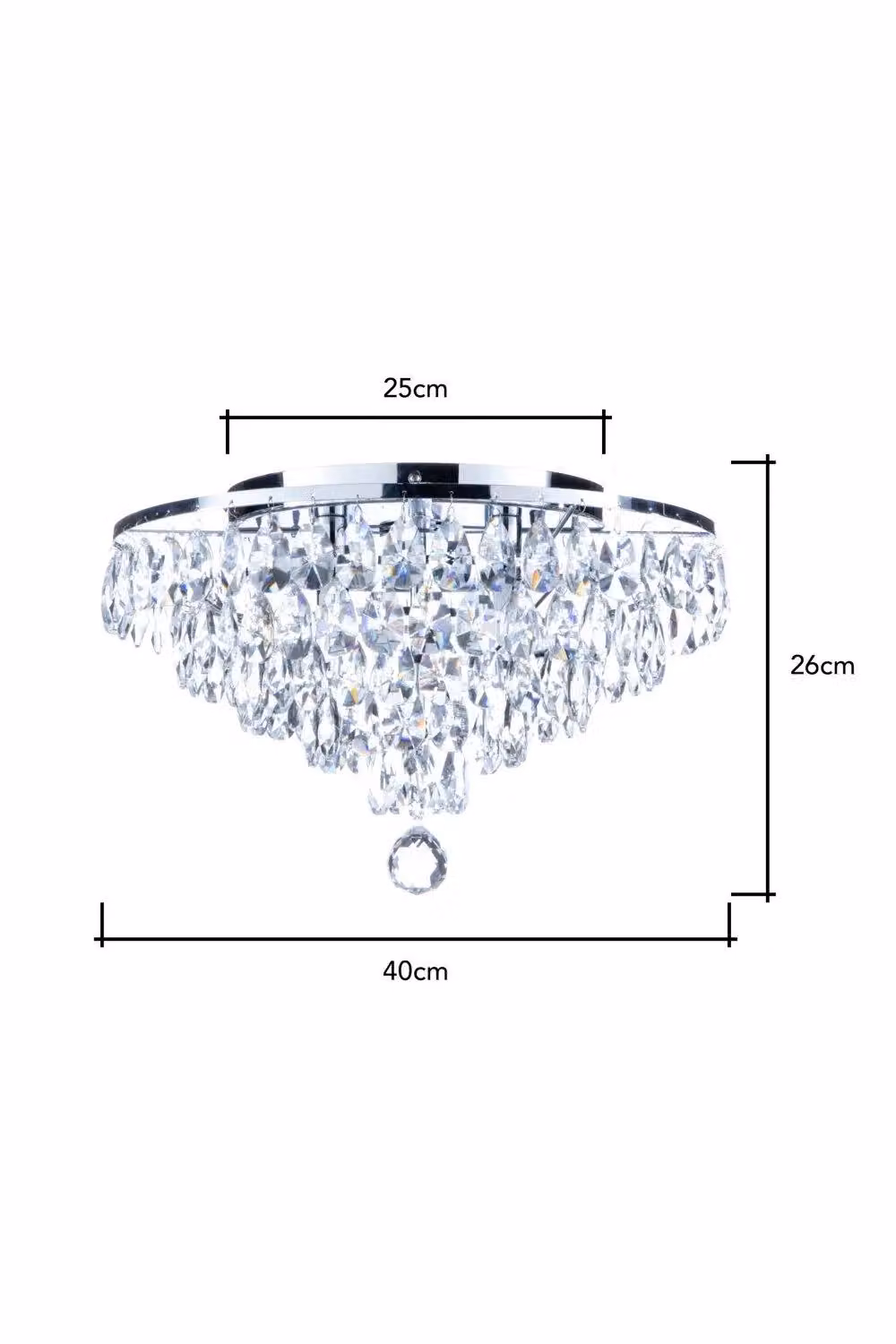 BHS Lighting Elsa Small Crystal Flush Ceiling Light in Silver – 3