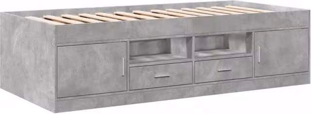 Berkfield Home Versatile Daybed with Drawers and USB Charging Port, Concrete Grey, W/D/H: 90 x 200 cm