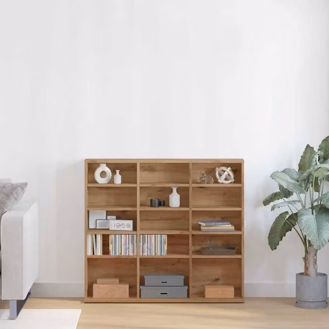 Berkfield Home Sturdy CD Cabinet in Artisan Oak Brown, W/D/H: 100 x 23 x 89.5 cm