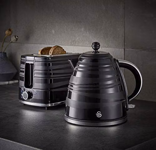 Swan 2 Slice Symphony Toaster in Black and White with 930W Power and Timer – 2