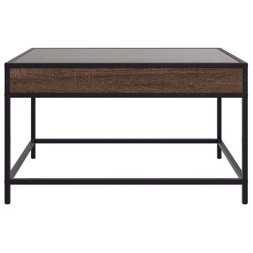 Berkfield Home Infinity LED Coffee Table in Brown Oak, W: 70 cm, D: 50 cm, H: 41 cm – 3