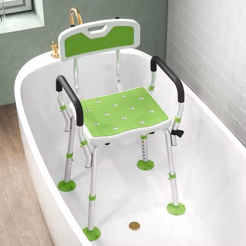 HOMCOM Padded Shower Chair for Seniors and Disabled, Green – 3