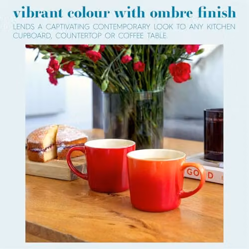 Argon Tableware Orange Ombre Coffee Mugs, Set of 4, 330ml New Bone China – 3
