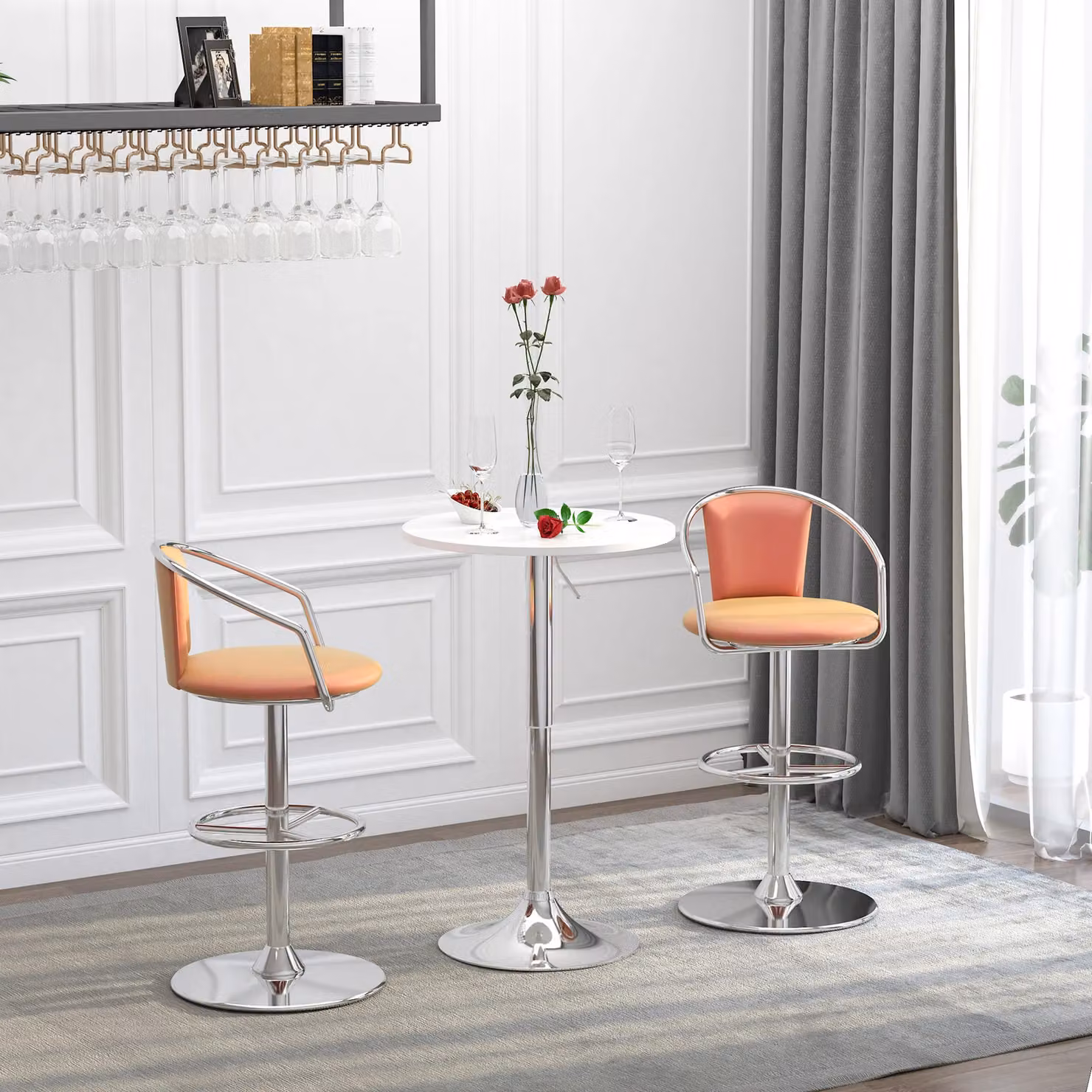 HOMCOM White Round Bar Table with Adjustable Height and Swivel Top, Diameter: 60 cm – 2