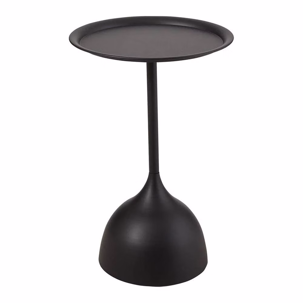 FLAVORA Modern Round Black Metal Coffee Table and Side Desk – 3