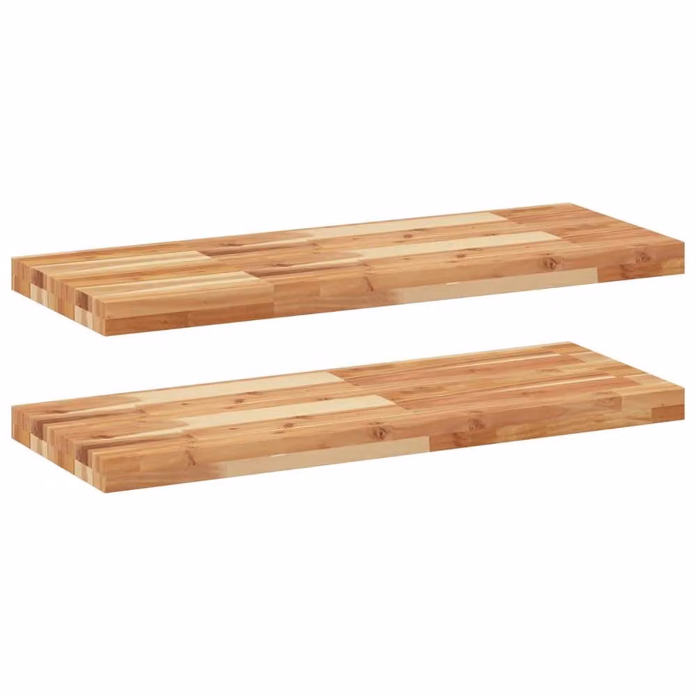Berkfield Home Compact Floating Shelves, Set of 2, Brown Oil Finished Acacia Solid Wood, W: 80 cm, D: 30 cm, H: 4 cm – 2
