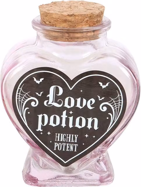 Something Different Love Potion Pink Glass Heart Bottle