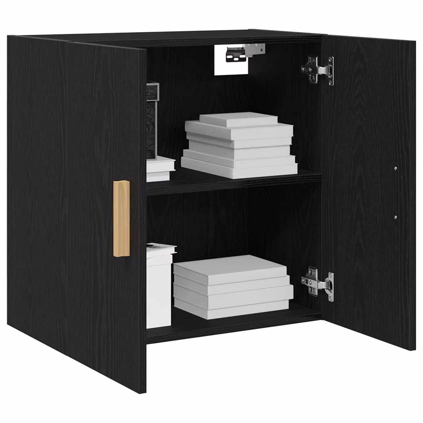 Berkfield Home Black and Gold Modern Wall Mounted Cabinet with Hinged Doors, W/D/H: 60 x 30 x 60 cm – 3