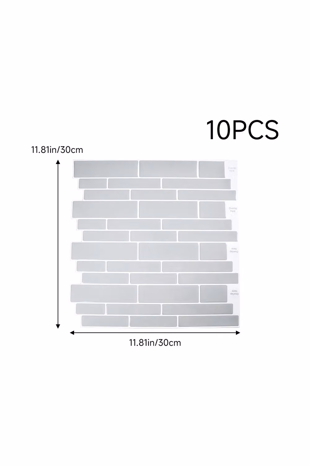 Living and Home 10-Piece Self-Adhesive Grey Wall Tile Stickers – 2