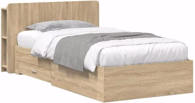 Berkfield Home Modern Bed Frame with Storage Drawers in Sonoma Oak Brown, W/D/H: 100 x 200 cm