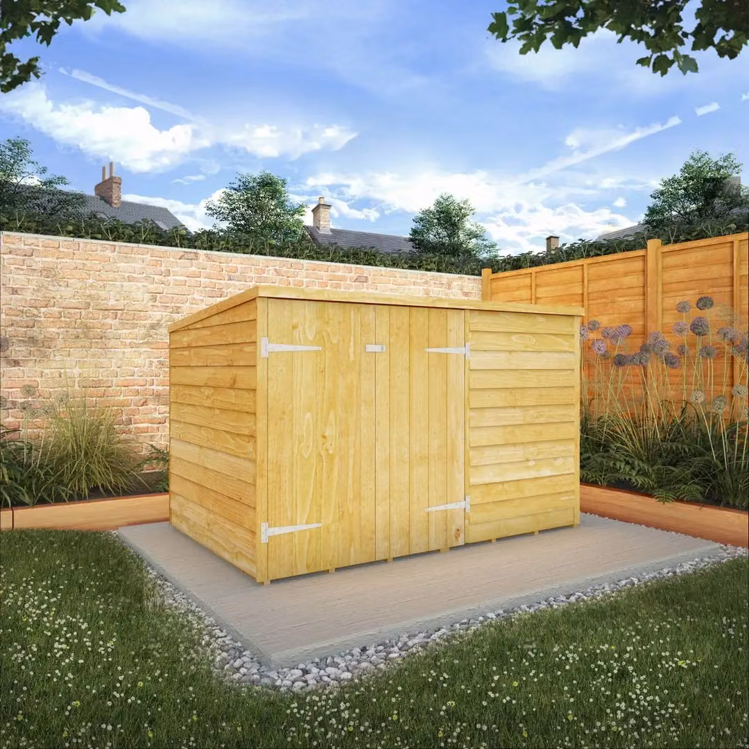 Mercia Brown Wooden Pent Roof Double Door Bicycle Storage Shed – 3