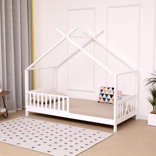 Crazy Price Beds Ltd Kids Montessori White Solid Pine Wooden House Bed, Size: Single (90 x 200 cm) – 1