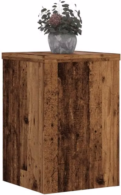 Berkfield Home Set of 2 Rustic Brown Plant Stands, Engineered Wood, W/D/H: 25 x 25 x 35 cm