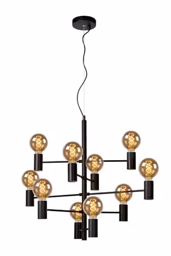 Lucide Leanne Dimmable Adjustable Modern Pendant Light, Black, Diameter: 65 cm, Height: 190 cm, 10 x E27