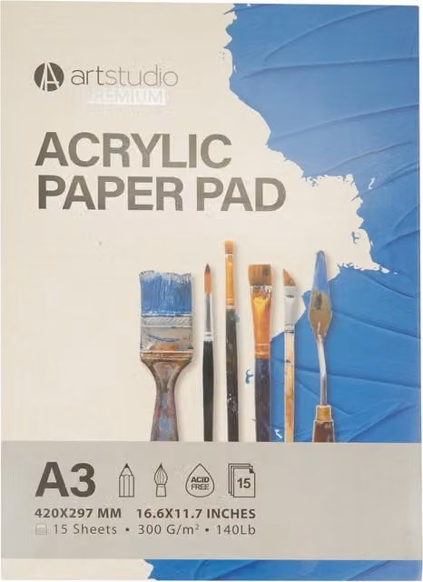 Art Studio White Acrylic Paper Pad, A3