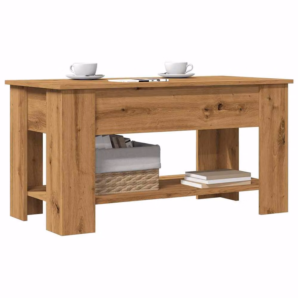 Berkfield Home Modern Artisan Oak Coffee Table in Brown, W: 101 cm, D: 49 cm, H: 52 cm – 2