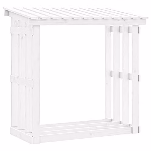 vidaXL White Solid Pine Wood Freestanding Firewood Rack, W/D/H: 108 x 64.5 x 109 cm