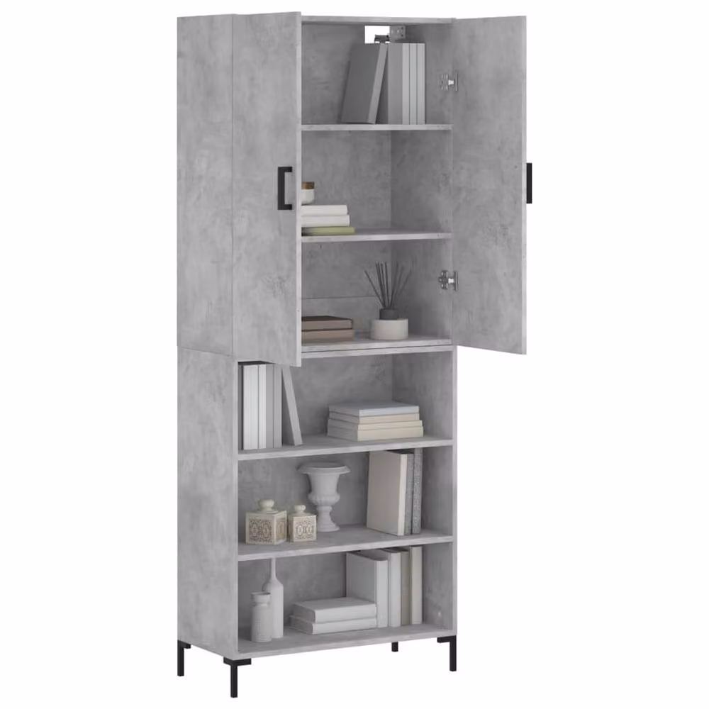 Berkfield Home Highboard in Concrete Grey, W: 69.5 cm, D: 34 cm, H: 180 cm – 2