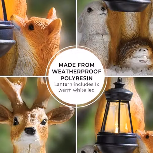 Coopers of Stortford Reindeer and Friends Solar Powered LED Garden Ornament in Brown, White and Multicolour – 5